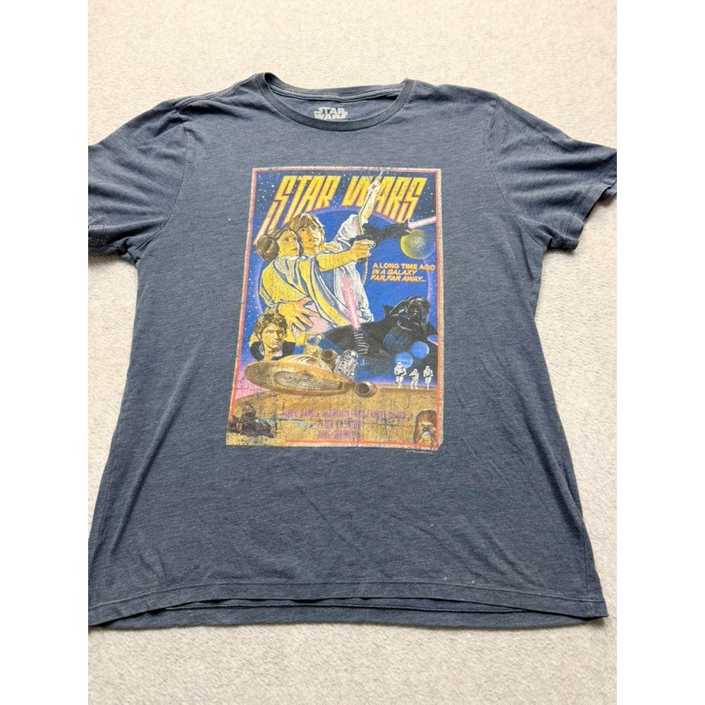 Star Wars Fifth Sun Graphic T-Shirt Blue Heather Movie Poster Large